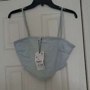 Zara Light Blue Strapless Top